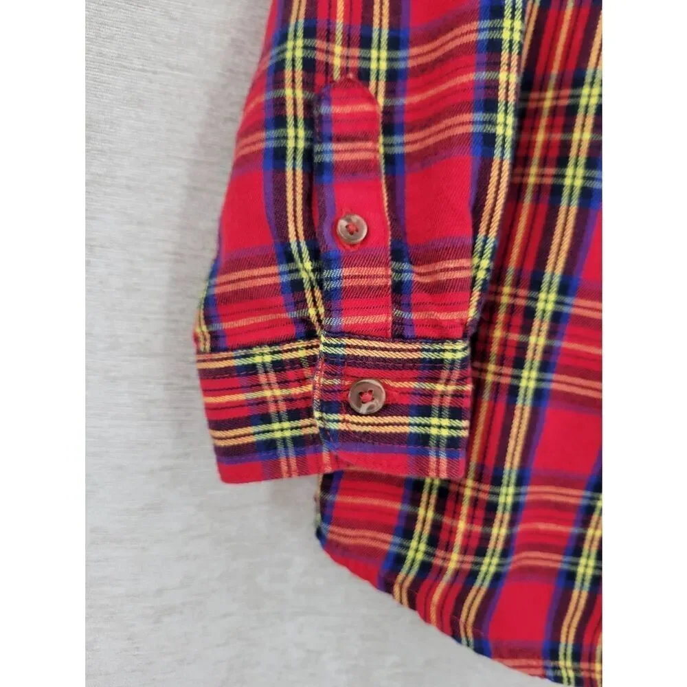 Wrangler Flannel Kids' Red Plaid Button-Up Shirt Boys Toddler Size 5T